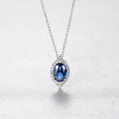 Colier din argint elegant lacrima cu safir albastru si cristale zirconiu cesini cadou