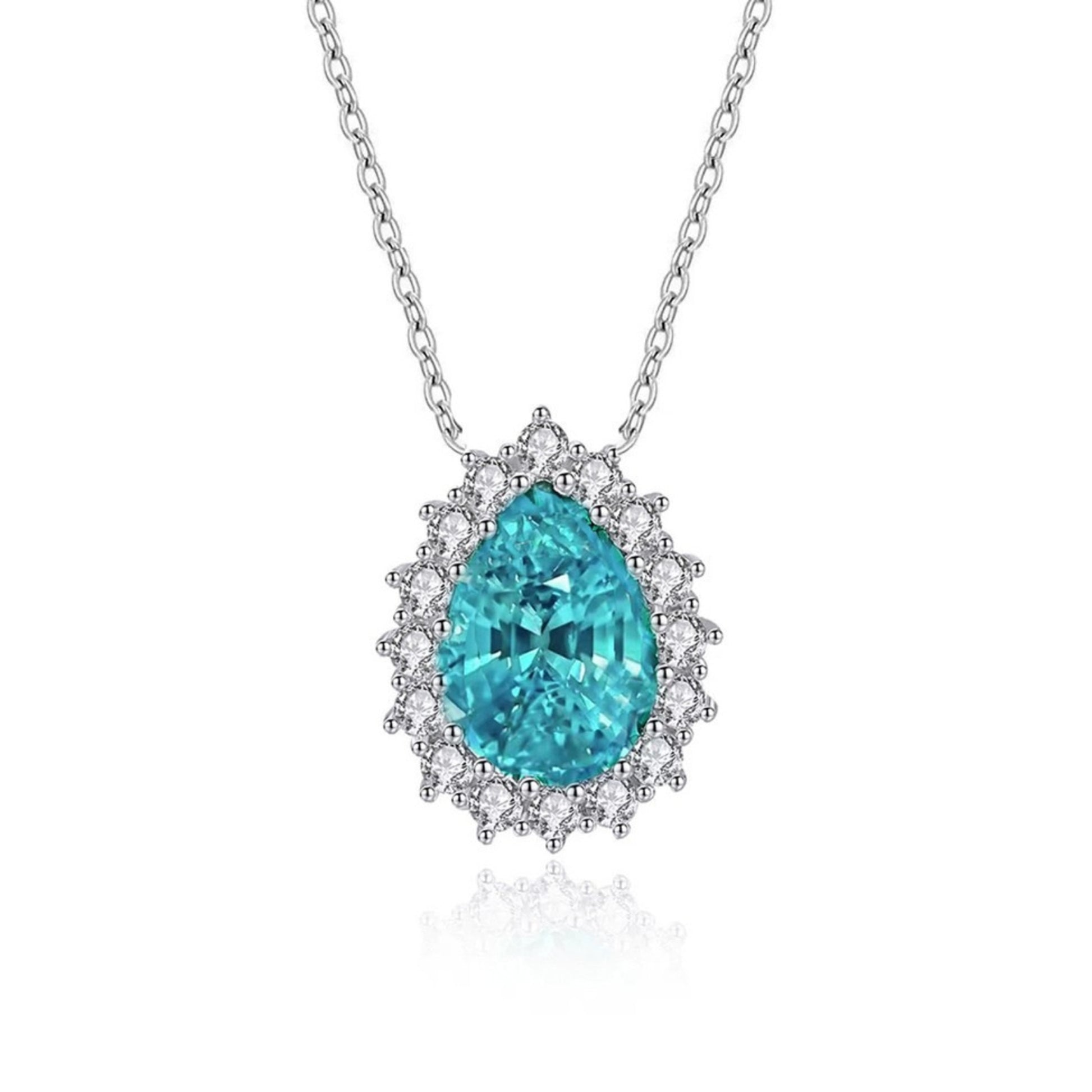 Colier din argint elegant lacrima cu topaz si cristale zirconiu cesini
