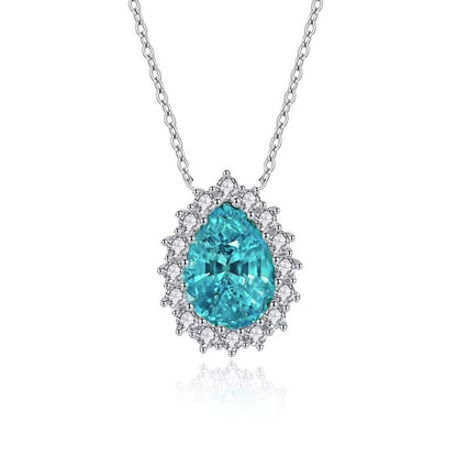 Colier din argint elegant lacrima cu topaz si cristale zirconiu cesini