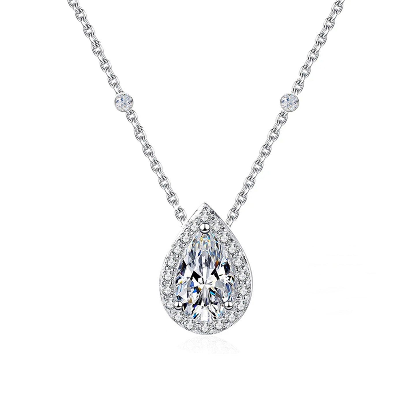 Colier din argint elegant lacrima cu zirconiu cesini