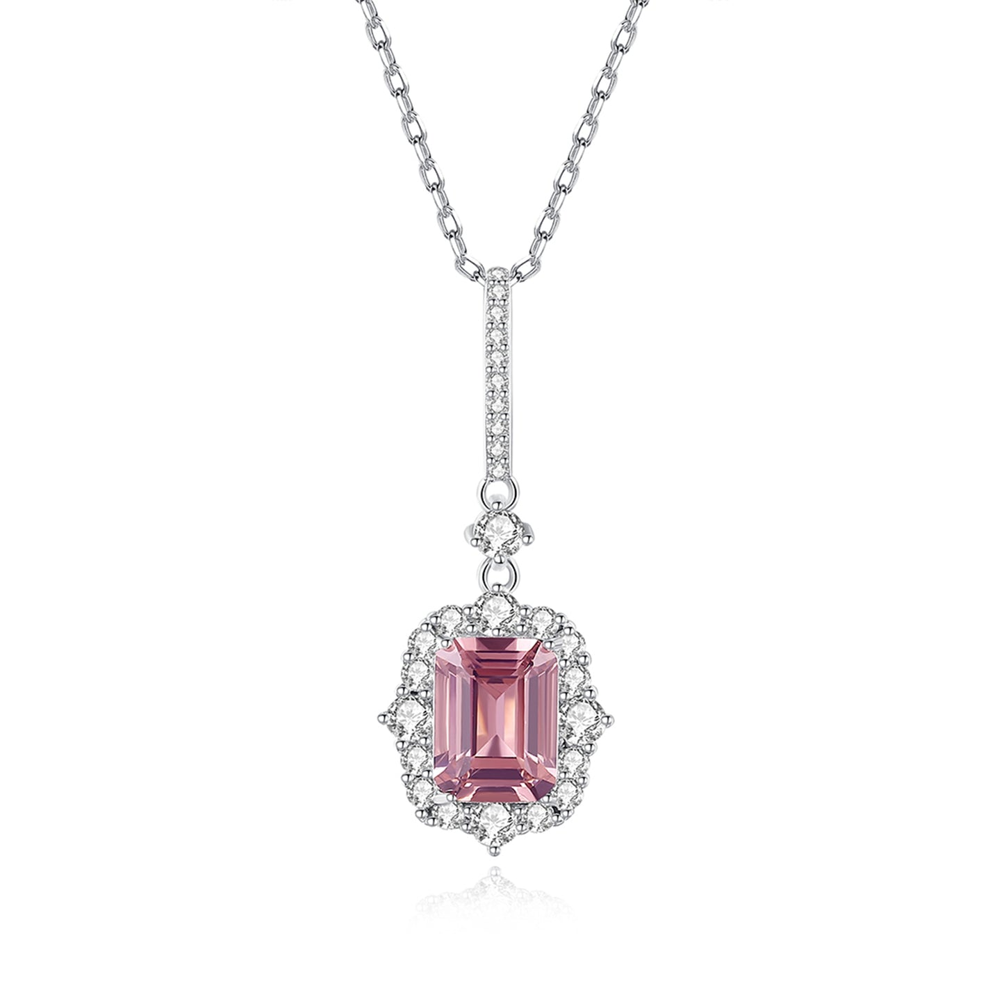 Colier din argint elegant cu rubin rosu si cristale zirconiu cesini