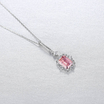 Colier din argint elegant cu rubin rosu si cristale zirconiu cesini femei