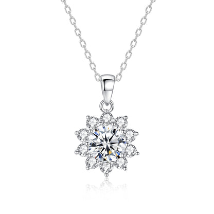 Colier din argint elegant floare cu moissanite cesini
