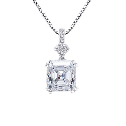 Colier din argint elegant patrat cu morganit si cristale zirconiu cesini