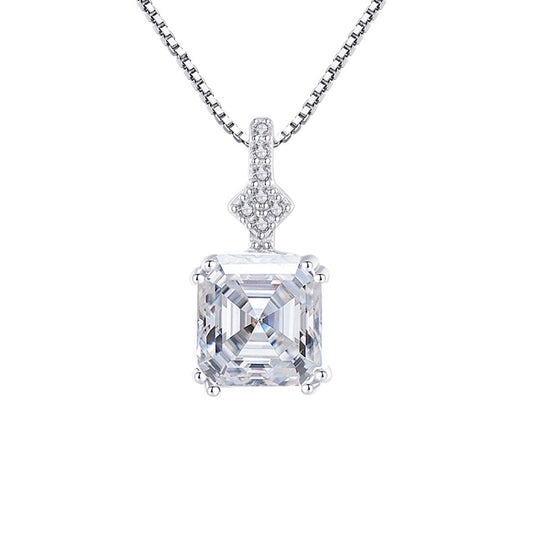 Colier din argint elegant patrat cu morganit si cristale zirconiu cesini