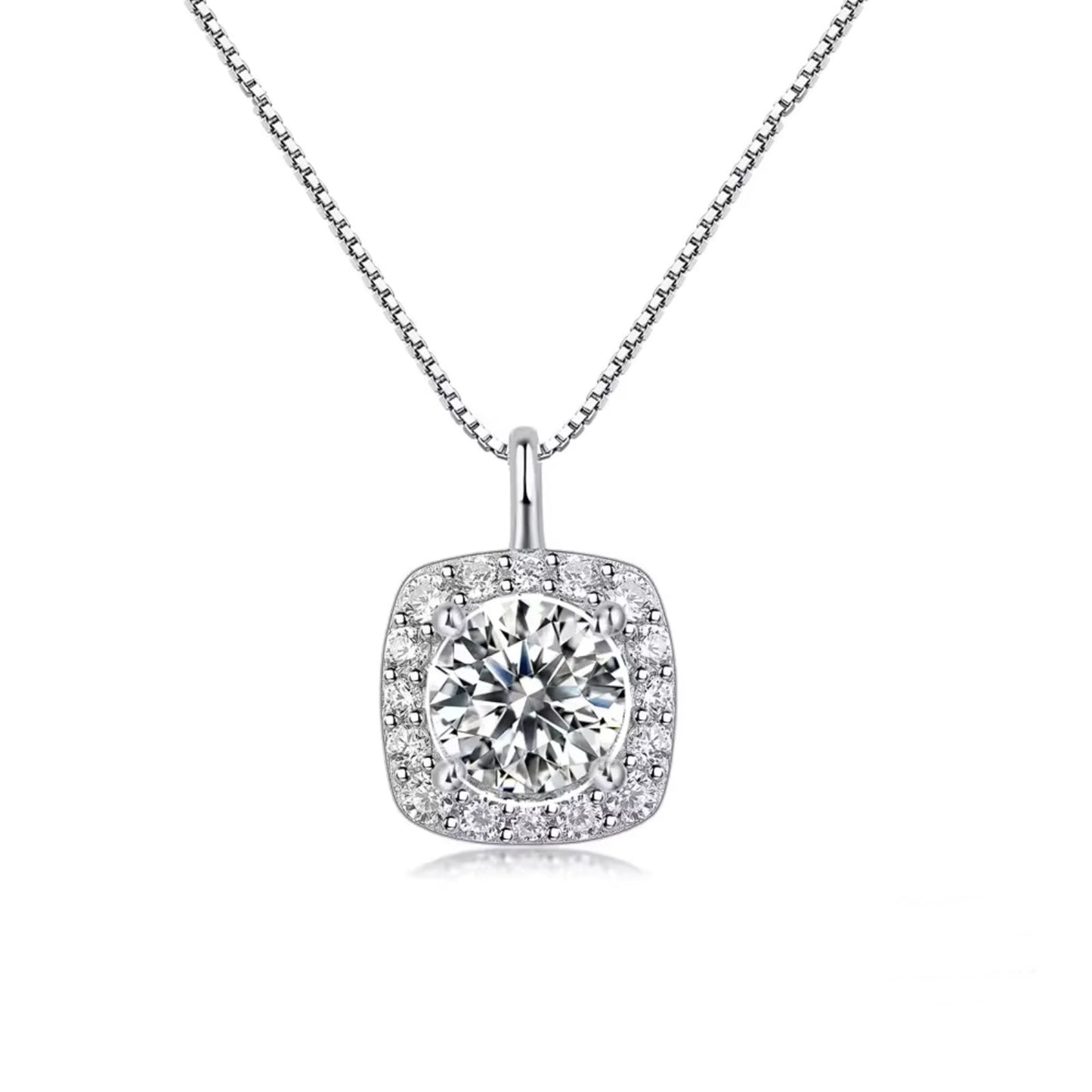 Colier din argint elegant patrat cu cristale zirconiu cesini