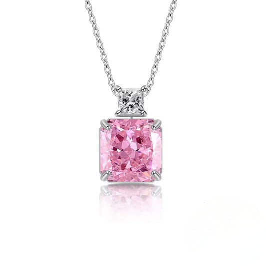Colier din argint elegant patrat cu cristale zirconiu cesini
