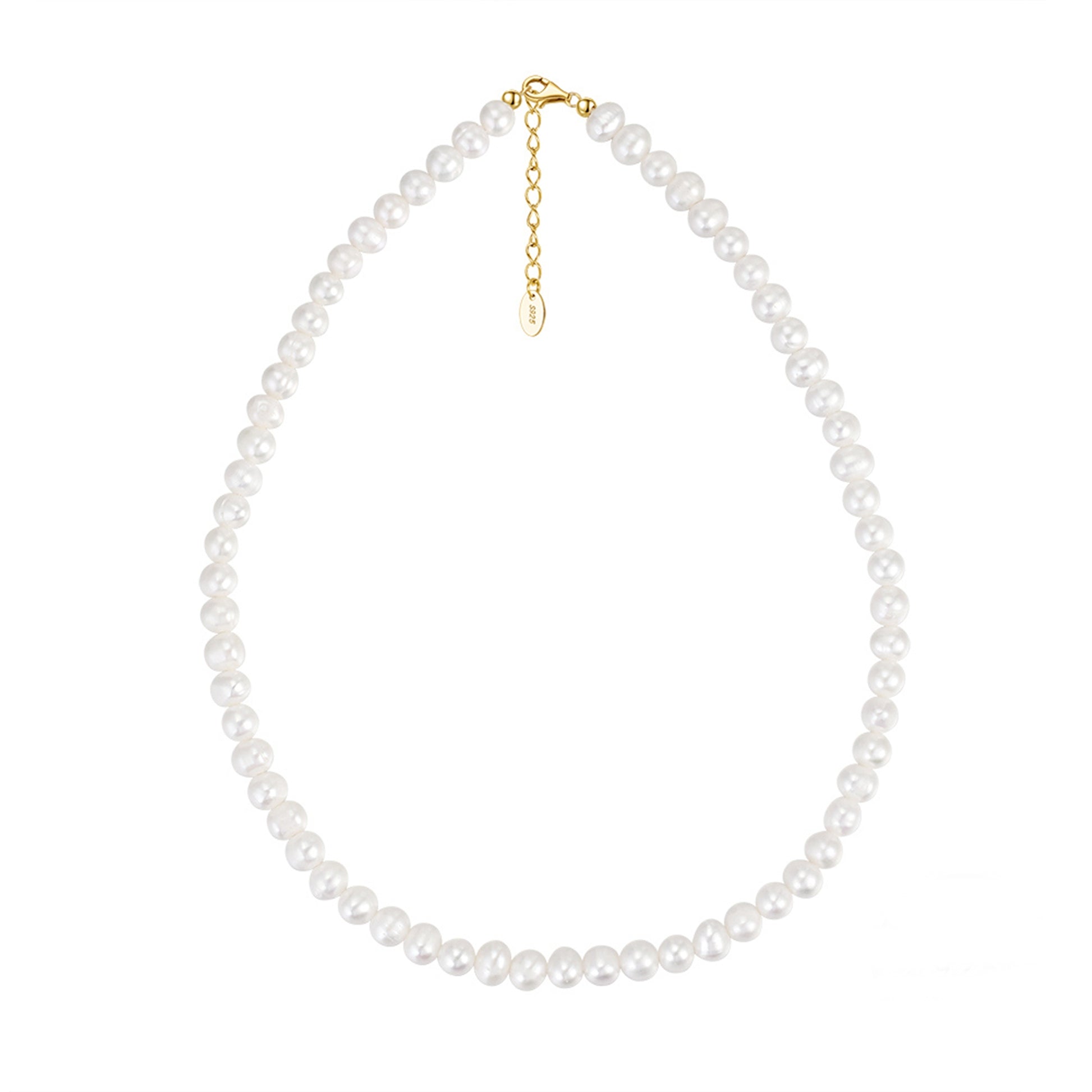 Colier din argint elegant cu perle naturale placat cu aur cesini