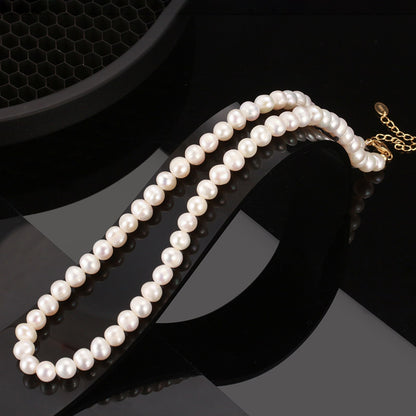 Colier din argint elegant cu perle naturale placat cu aur cesini cadou