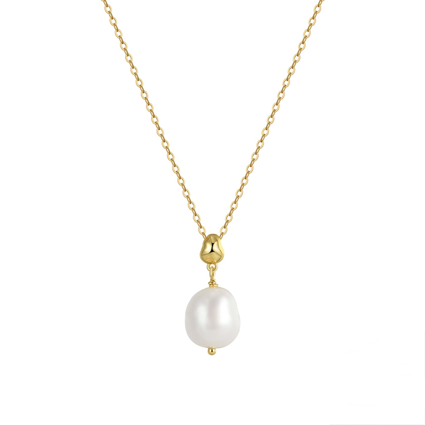 Colier din argint elegant placat cu aur cu perle naturale cesini