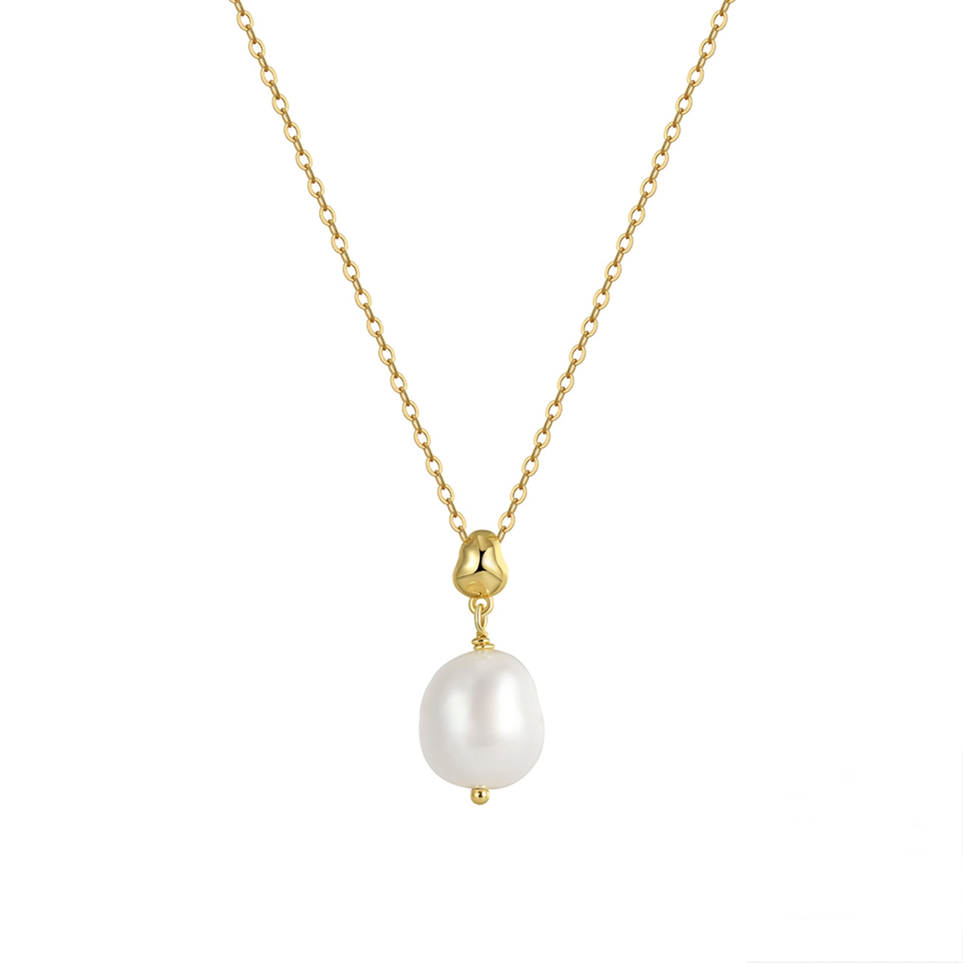 Colier din argint elegant placat cu aur cu perle naturale cesini