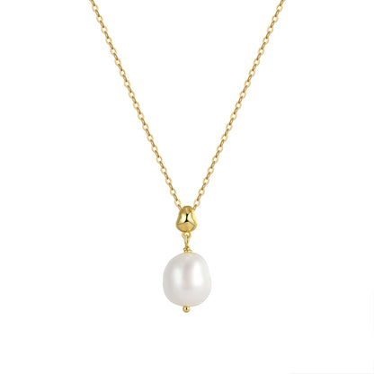 Colier din argint elegant placat cu aur cu perle naturale cesini