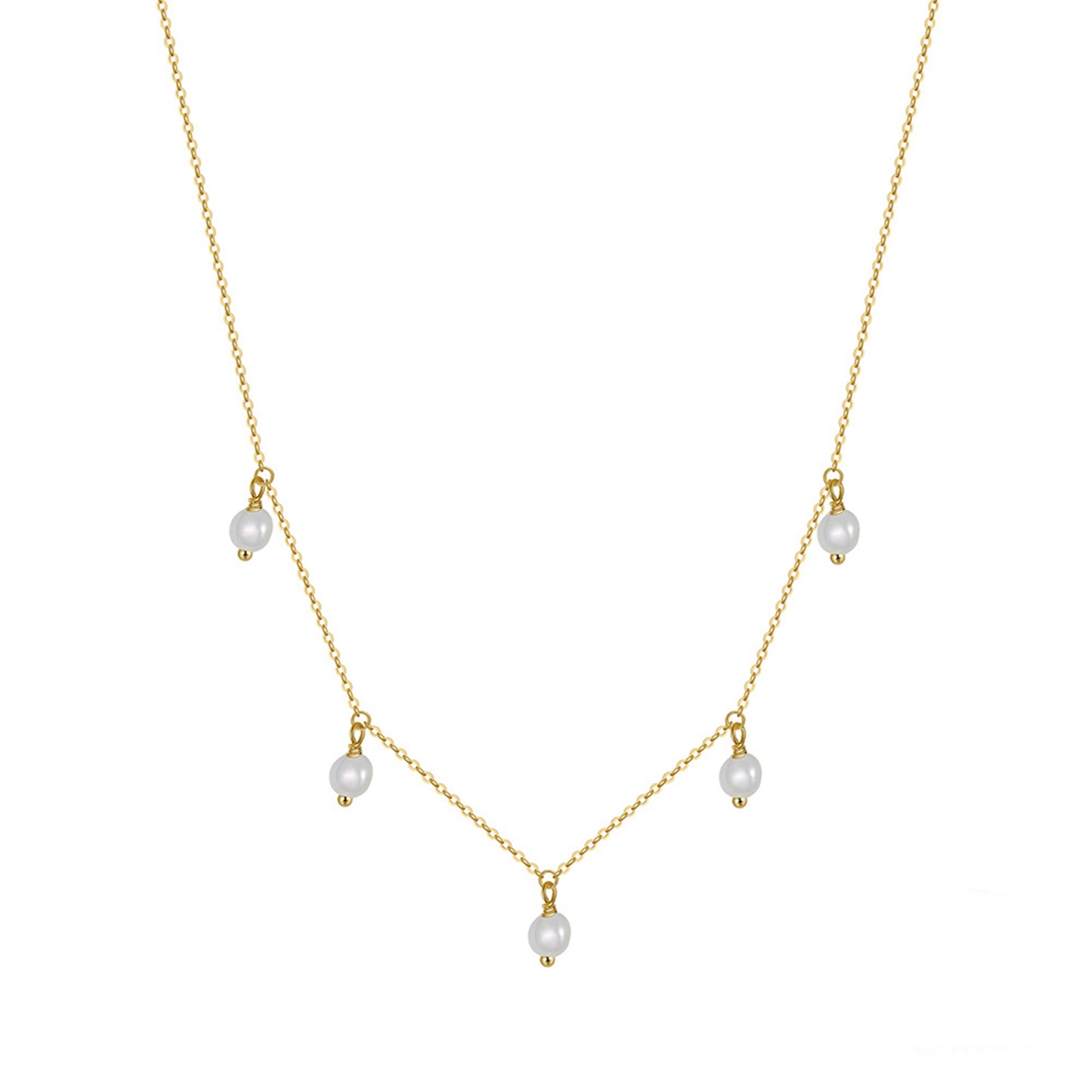 Colier din argint elegant cu perle naturale placat cu aur cesini
