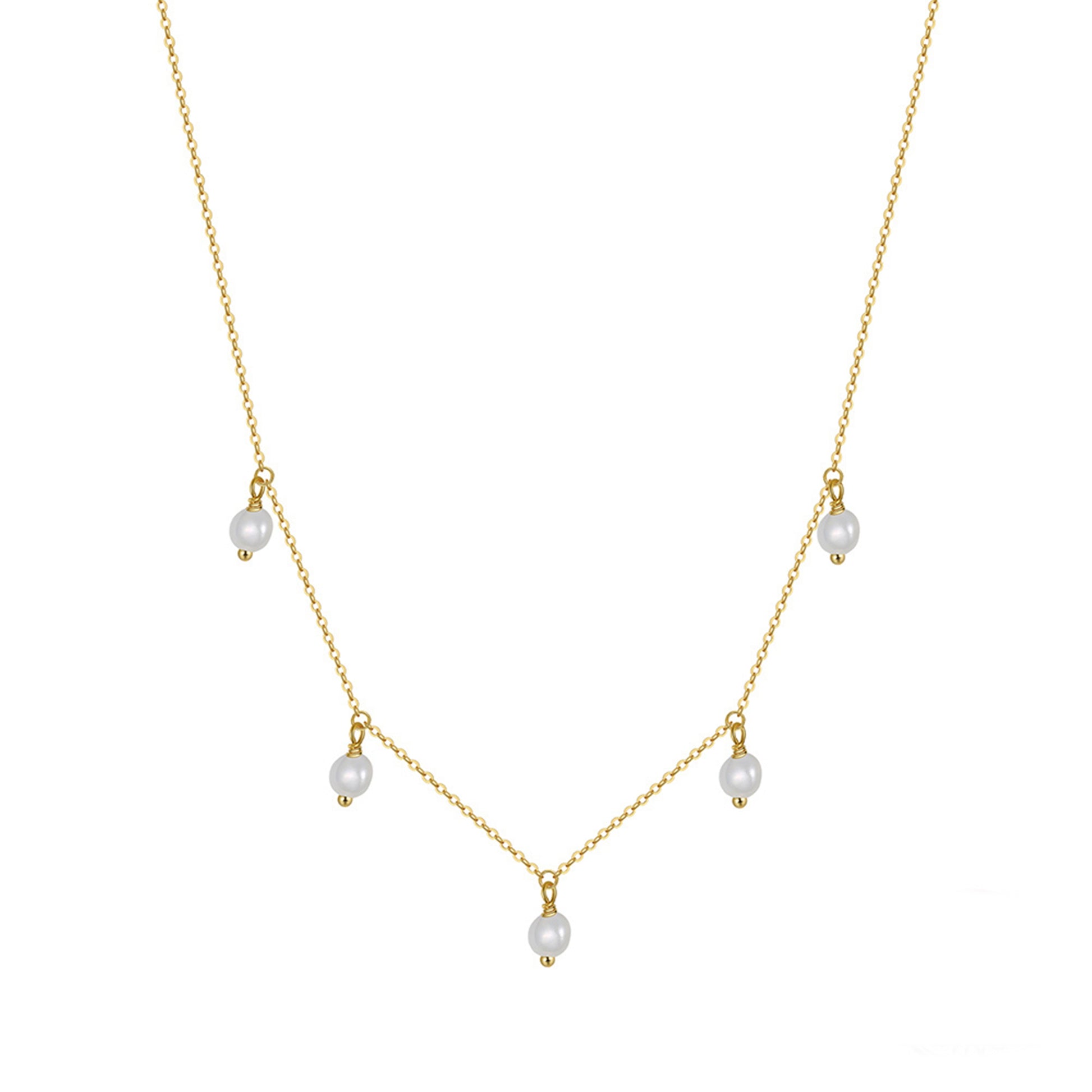 Colier din argint elegant cu perle naturale placat cu aur cesini