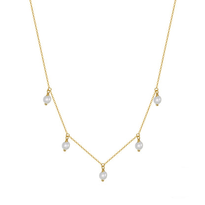 Colier din argint elegant cu perle naturale placat cu aur cesini