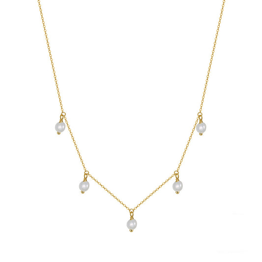 Colier din argint elegant cu perle naturale placat cu aur cesini