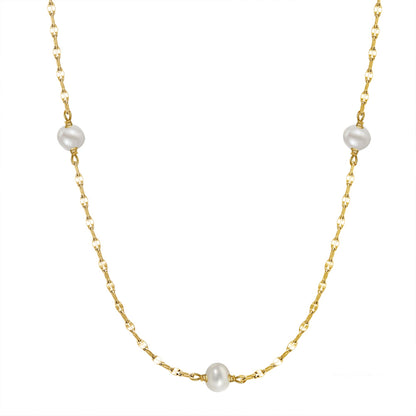Colier din argint elegant placat cu aur cu perle naturale cesini