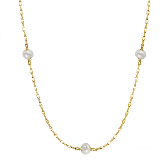 Colier din argint elegant placat cu aur cu perle naturale cesini