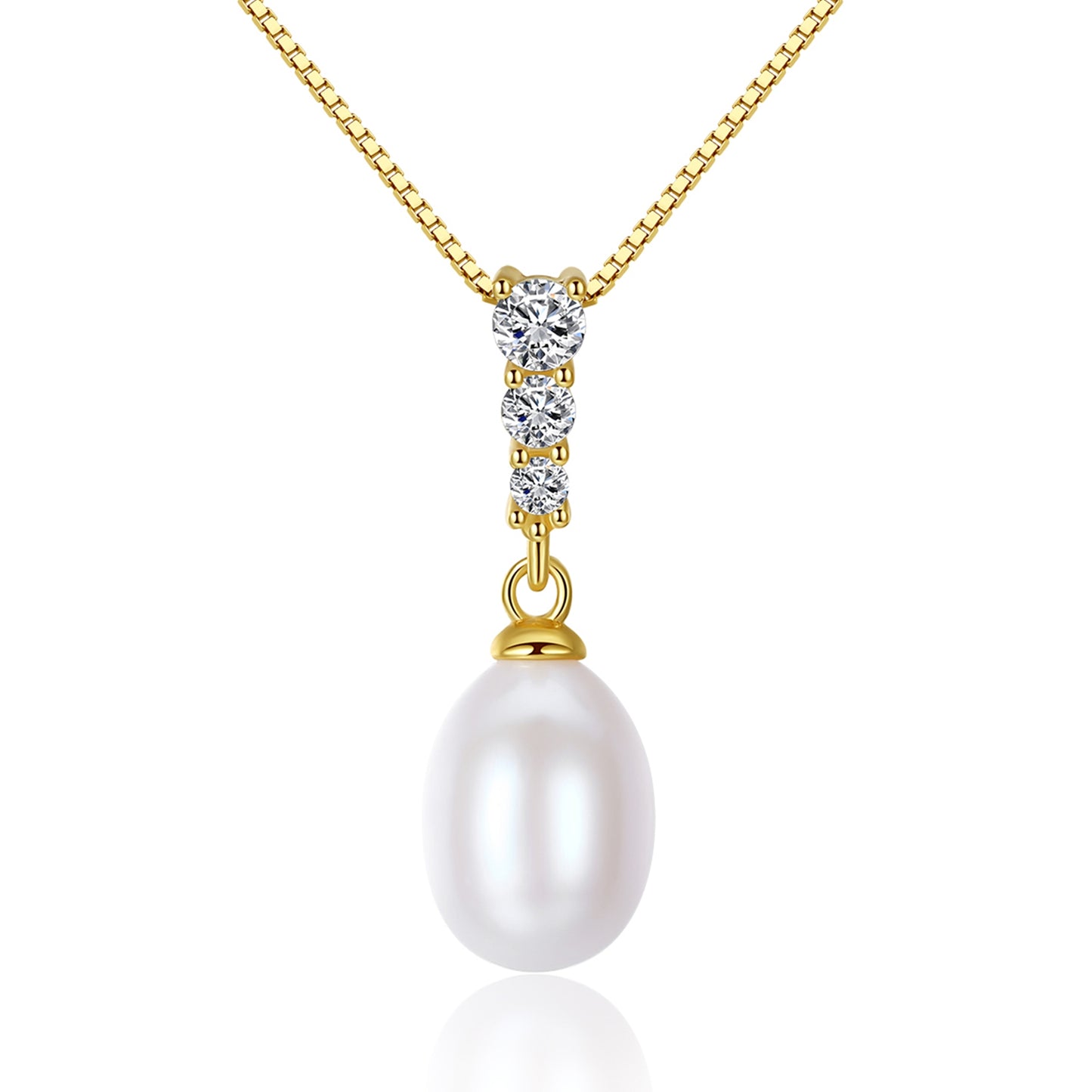Colier din argint elegant placat cu aur cu perle naturale si cristale zirconiu cesini