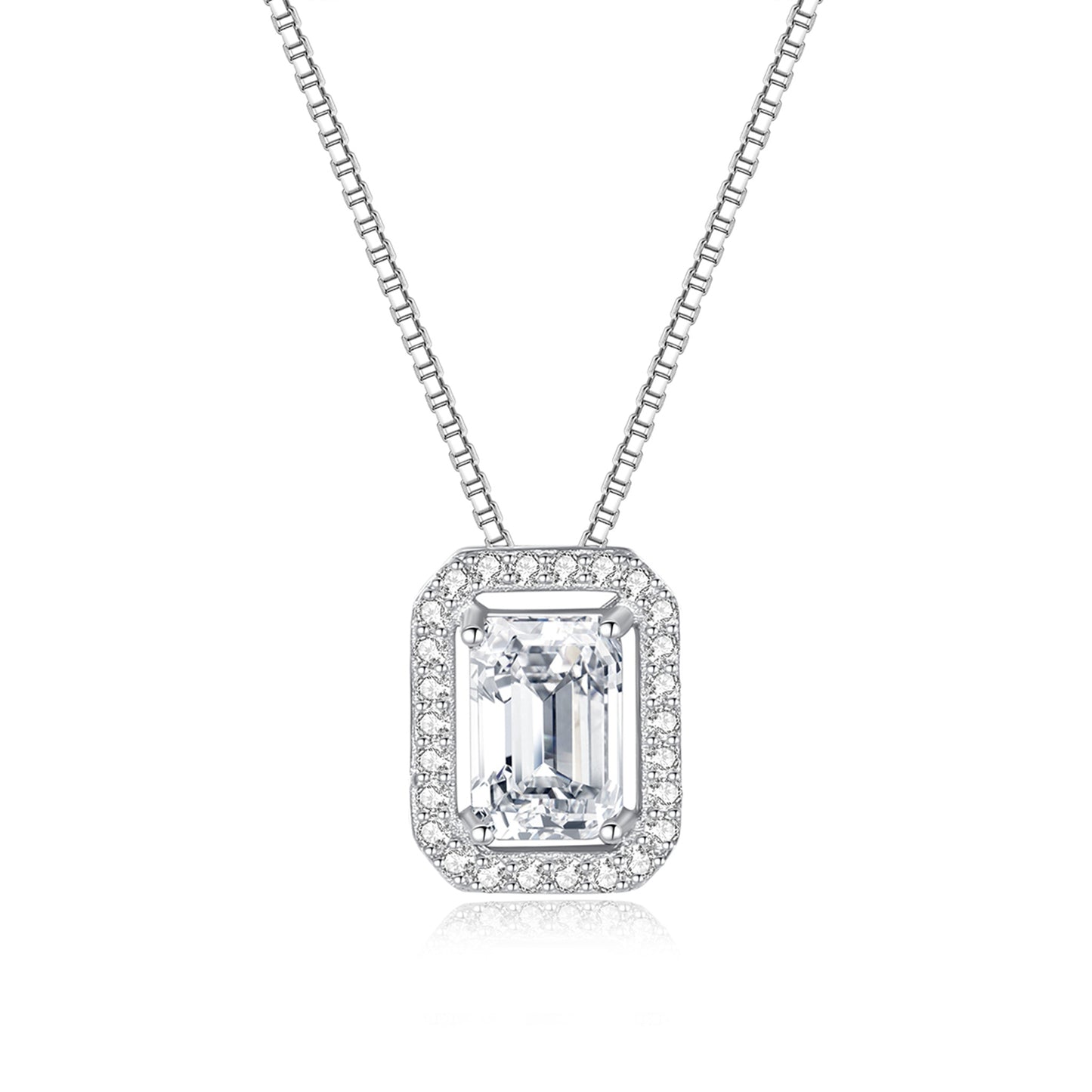 Colier din argint elegant rectangular cu moissanite cesini