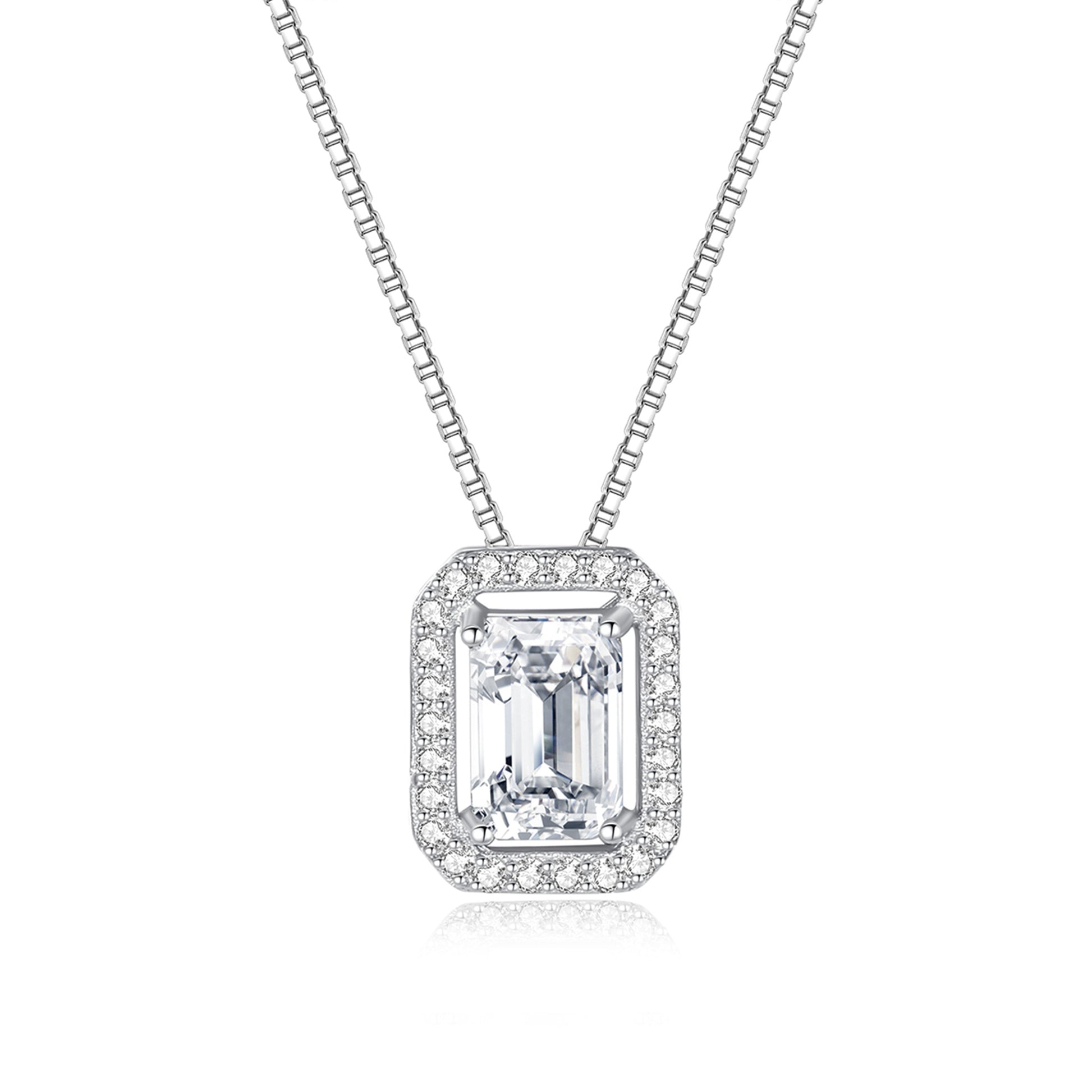 Colier din argint elegant rectangular cu moissanite cesini