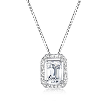 Colier din argint elegant rectangular cu moissanite cesini