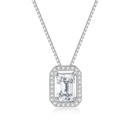 Colier din argint elegant rectangular cu moissanite cesini