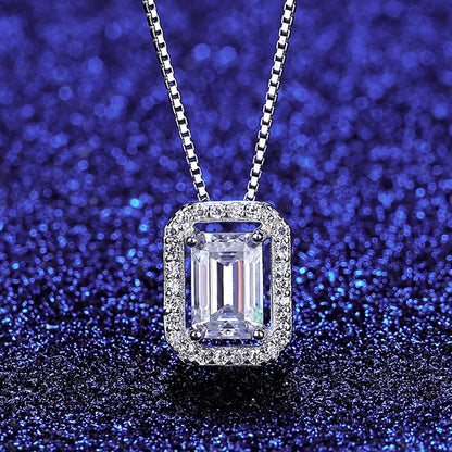 Colier din argint elegant rectangular cu moissanite cesini cadou