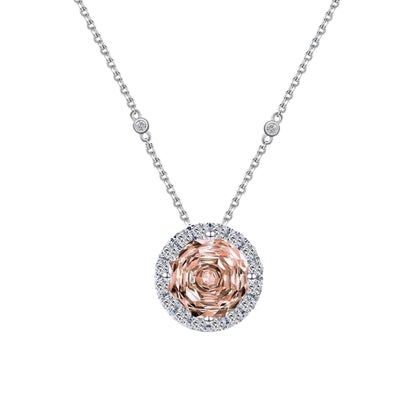Colier din argint elegant rotund cu citrin si cristale zirconiu cesini