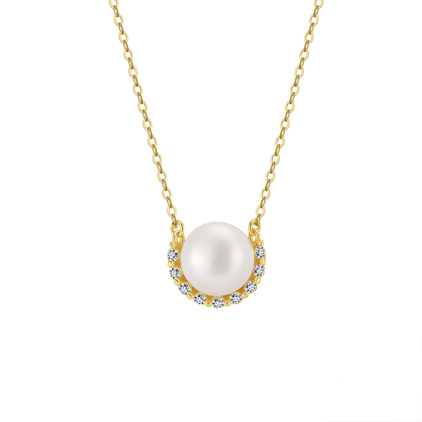 Colier din argint elegant placat cu aur cu perle naturale cesini