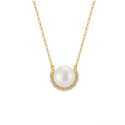 Colier din argint elegant placat cu aur cu perle naturale cesini