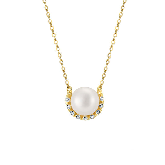 Colier din argint elegant placat cu aur cu perle naturale cesini