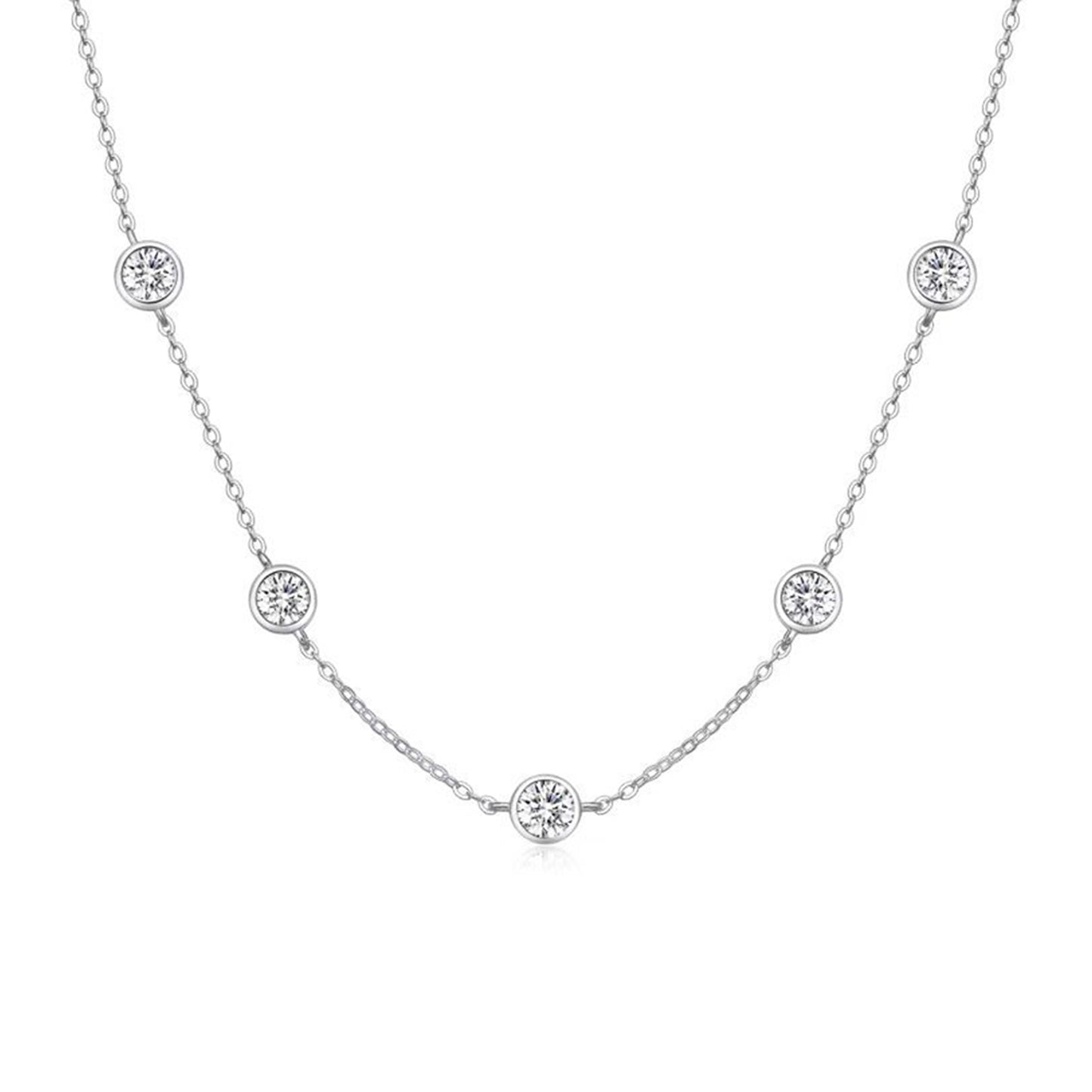 Colier din argint elegant rotund cu cristale zirconiu cesini