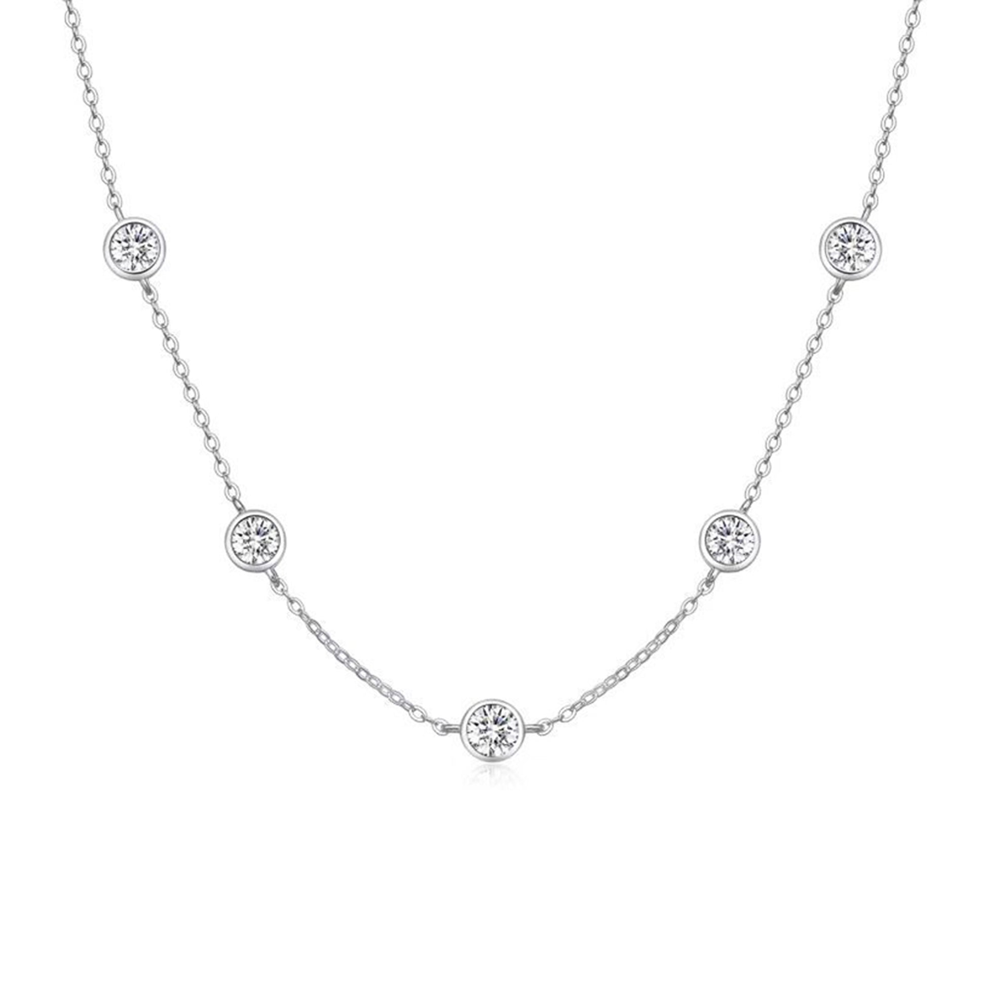Colier din argint elegant rotund cu cristale zirconiu cesini