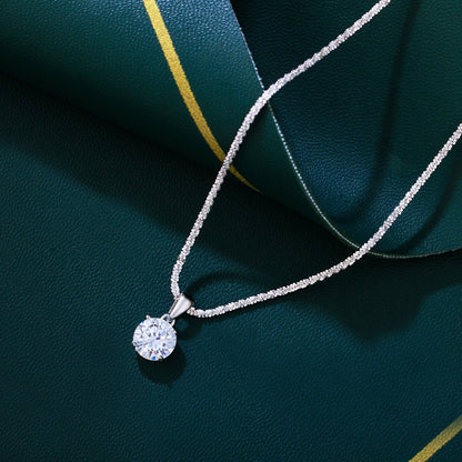 Colier din argint elegant rotund cu cristale zirconiu cesini cadou