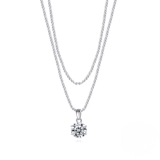 Colier din argint elegant rotund cu cristale zirconiu cesini