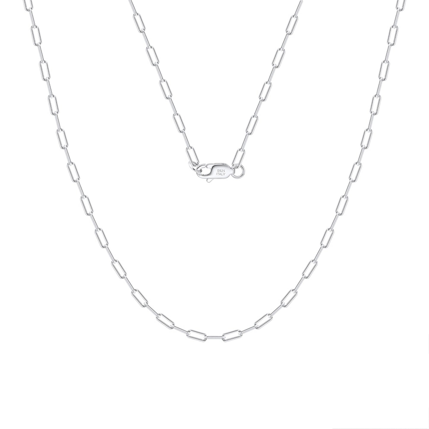 Lantisor din argint elegant paperclip fara pietre simplu cesini