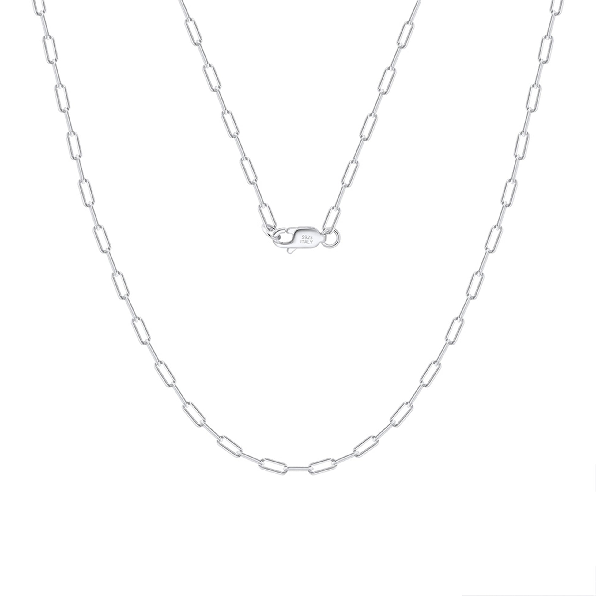 Lantisor din argint elegant paperclip fara pietre simplu cesini