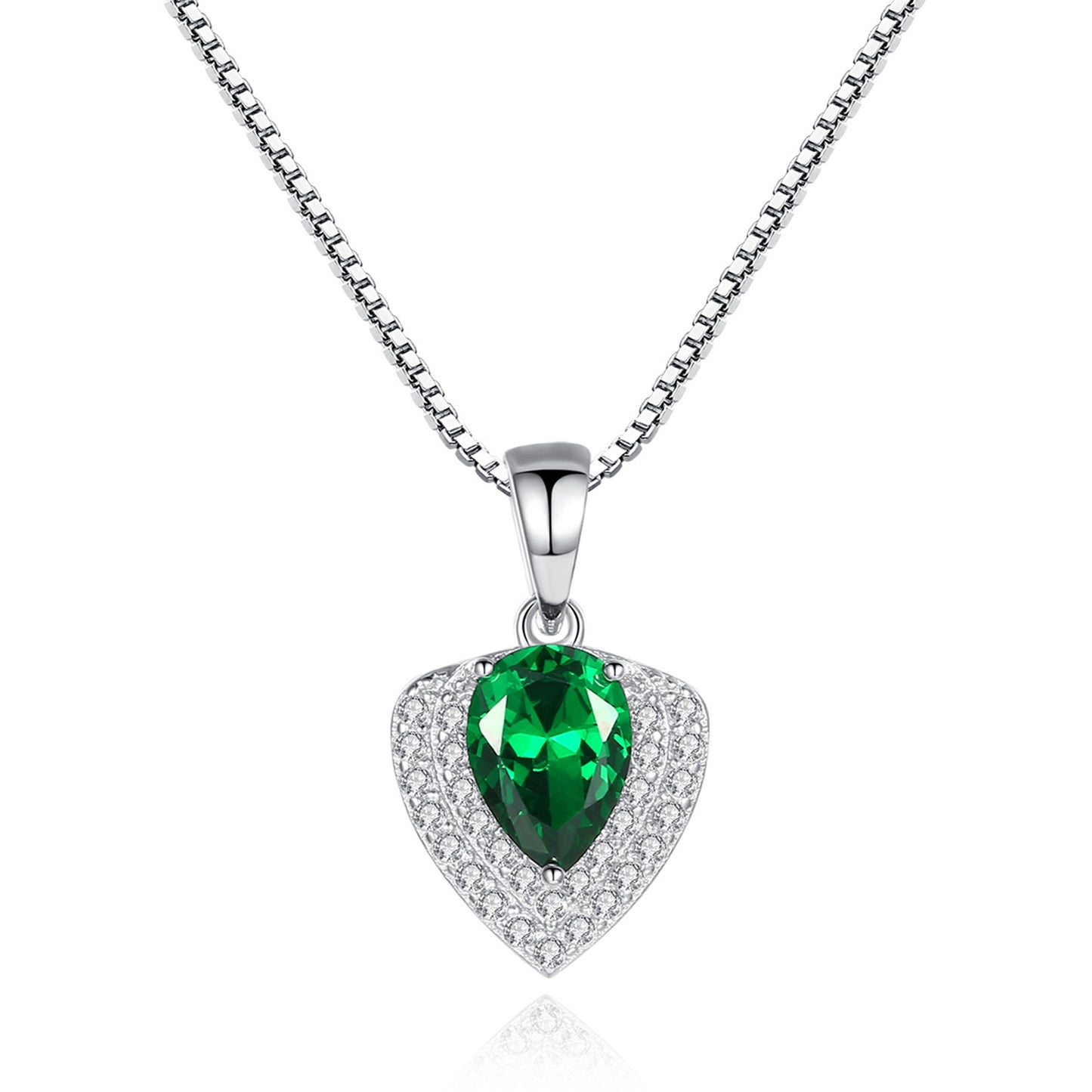 Colier din argint elegant cu smarald verde si cristale zirconiu cesini