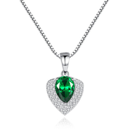 Colier din argint elegant cu smarald verde si cristale zirconiu cesini