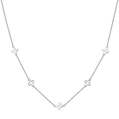 Colier din argint simplu fara pietre elegant trifoi clover cesini
