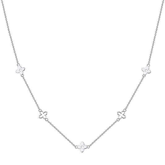 Colier din argint simplu fara pietre elegant trifoi clover cesini