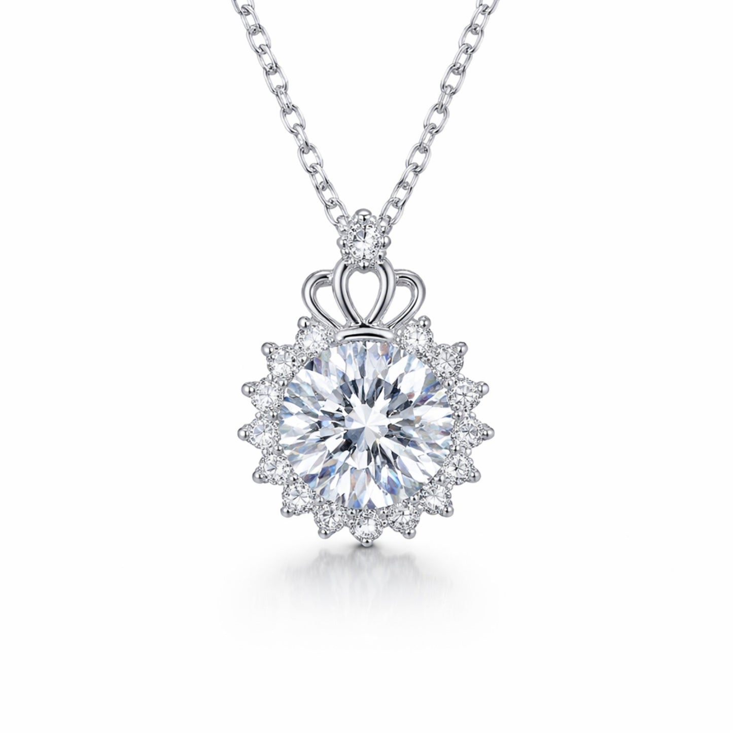 Colier din argint elegant floare cu cristale zirconiu cesini