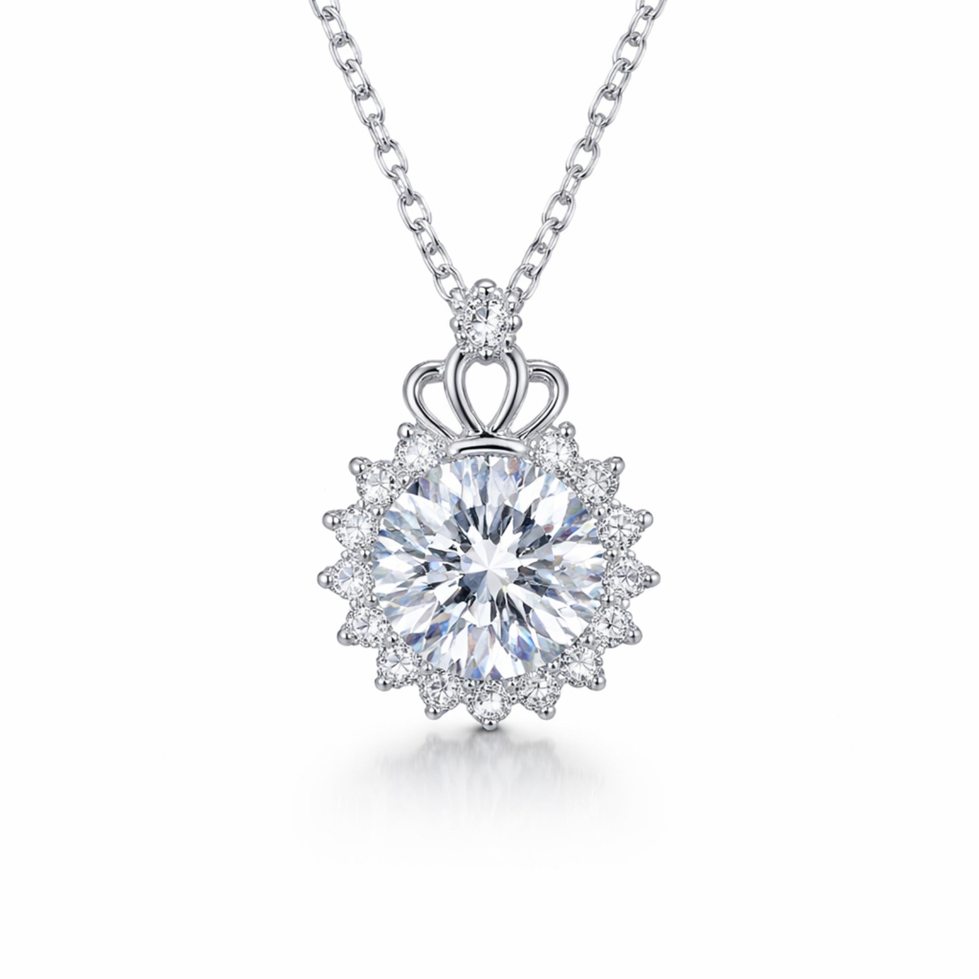 Colier din argint elegant floare cu cristale zirconiu cesini
