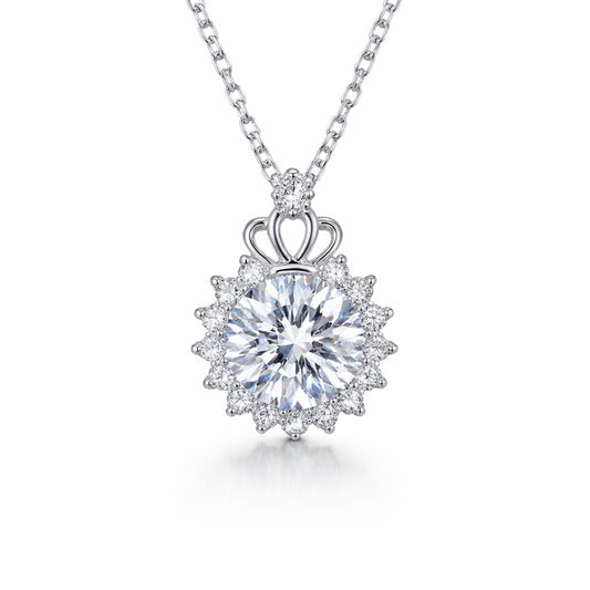 Colier din argint elegant floare cu cristale zirconiu cesini