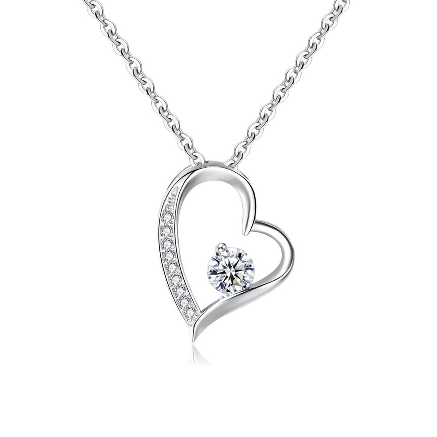Colier din argint elegant inima cu cristale zirconiu cesini