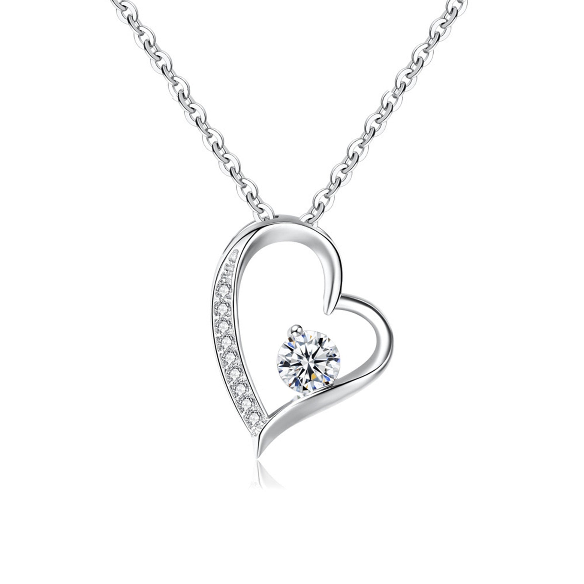 Colier din argint elegant inima cu cristale zirconiu cesini