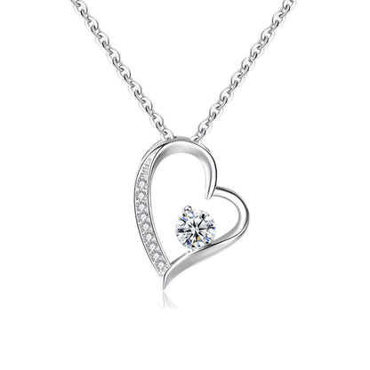 Colier din argint elegant inima cu cristale zirconiu cesini