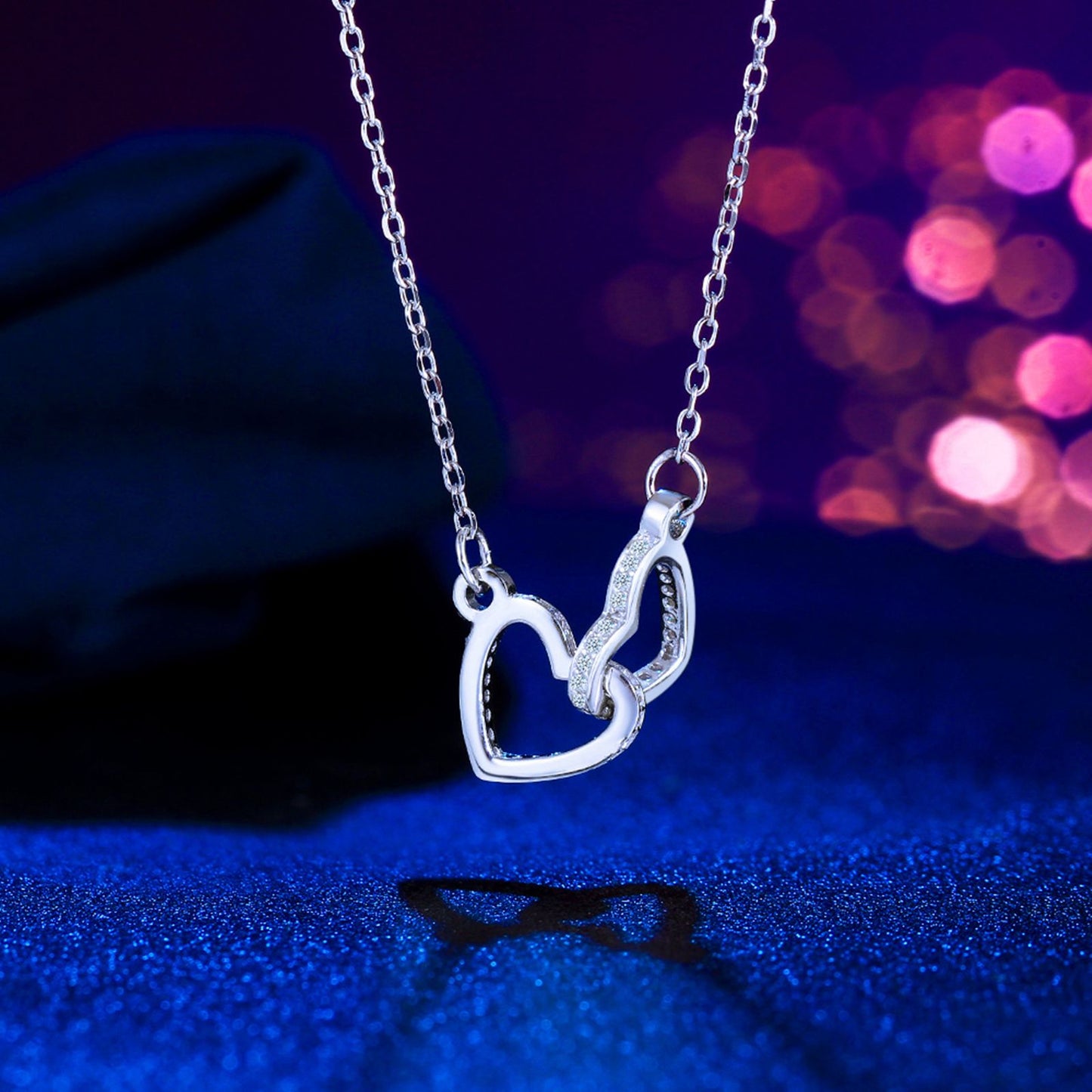 Colier din argint cu inimioare si cristale zirconiu cesini cadou