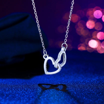 Colier din argint cu inimioare si cristale zirconiu cesini cadou